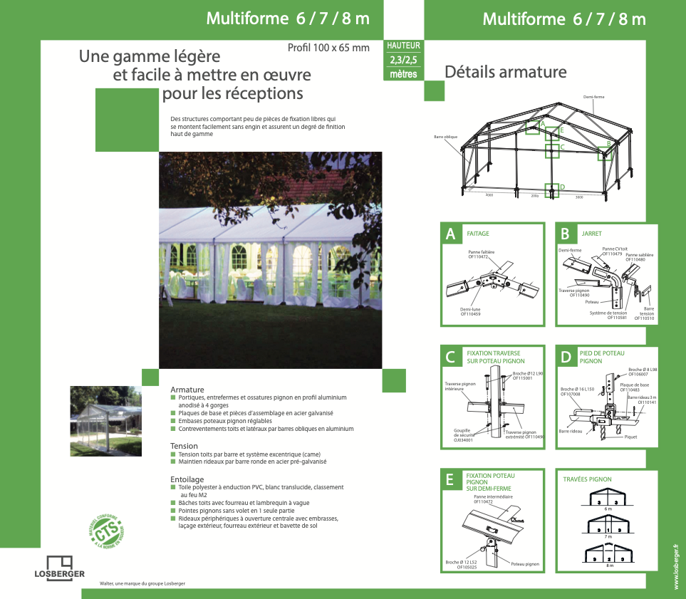 Fiche technique constructeur d’une structure CTS avec plans et caractéristiques