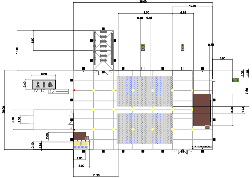 Plan d’implantation d’un chapiteau CTS avec dimensions et contraintes techniques