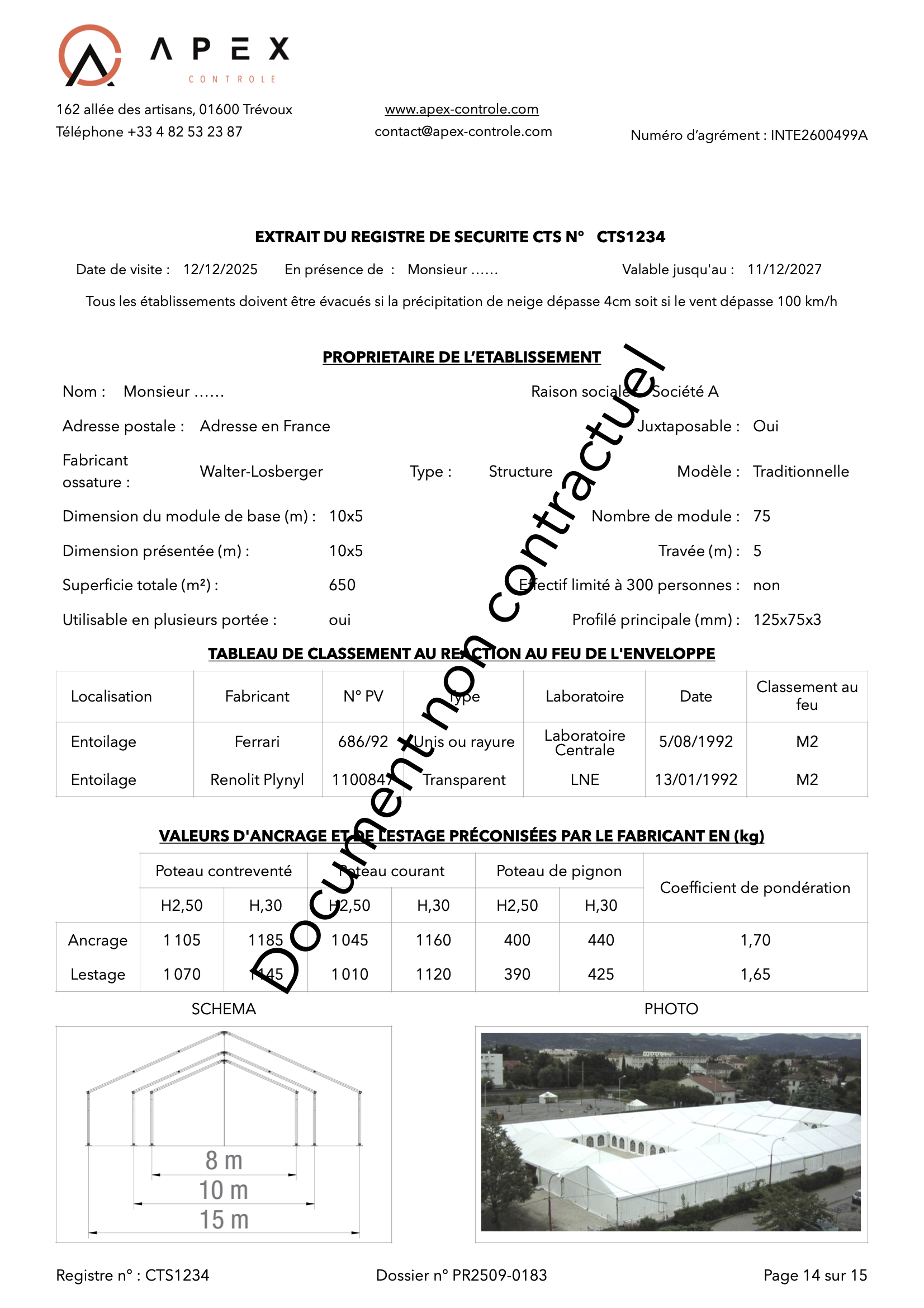 Extrait de registre de sécurité établi après obtention de l’attestation de conformité CTS