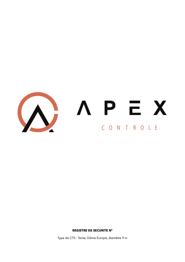 Première page d’un registre de sécurité CTS constitué par APEX CONTROLE